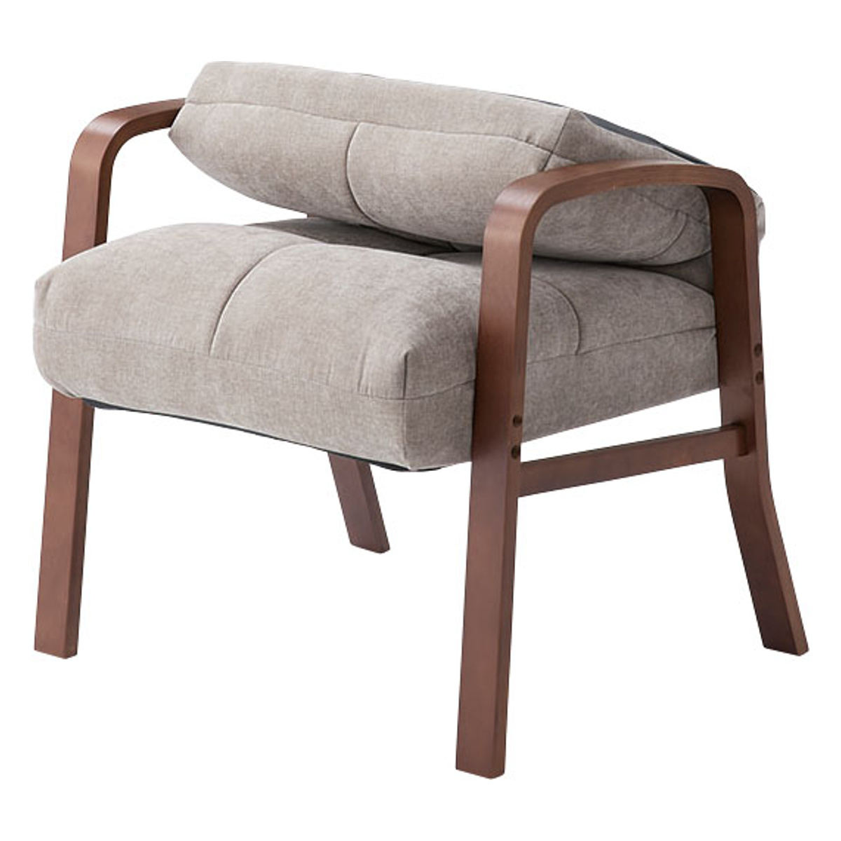 高座椅子 座面高44.5cm 6段階リクライニング 肘掛け付き ( チェア 椅子 ソファ 1人掛け 高さ調節 リクライニングチェア 折りたたみ 肘付き 高齢者 コンパクト ファブリック リビング 読書 木製 軽量 折り畳み ) 【ベージュ】 ベージュ