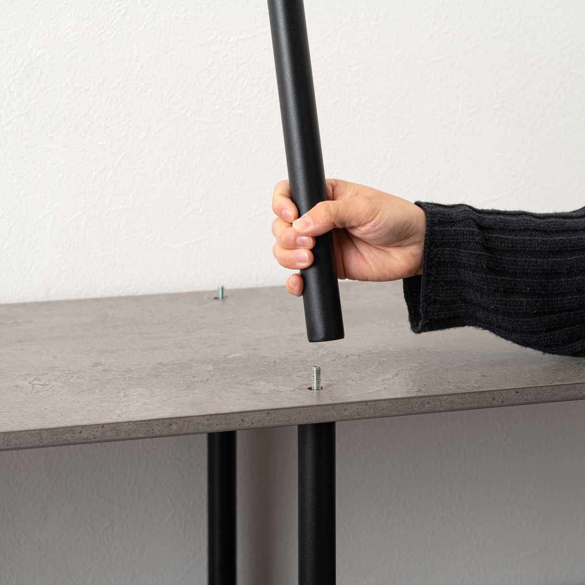 オープンラック 幅155cm 3段 石目調 シンプル ( ラック 棚 飾り棚 シェルフ 収納 三段 本棚 ディスプレイ ブラック ホワイト ) 【ブラック】 ブラック