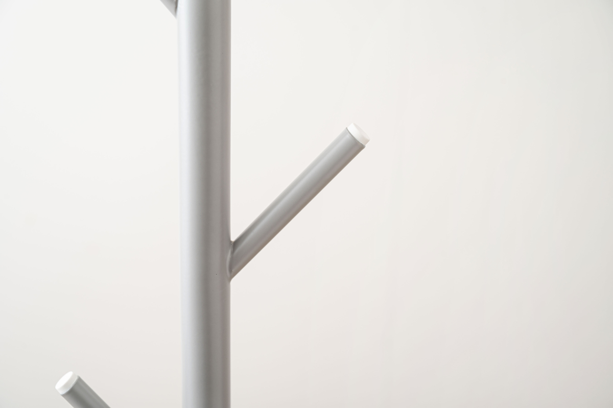 ポールハンガー 幅26cm フック7本 スチール ( ポールスタンド スリム コート掛け 玄関 省スペース ハンガーポール 衣類収納 すき間 ブラック グレー ホワイト ) 【ホワイト】 ホワイト