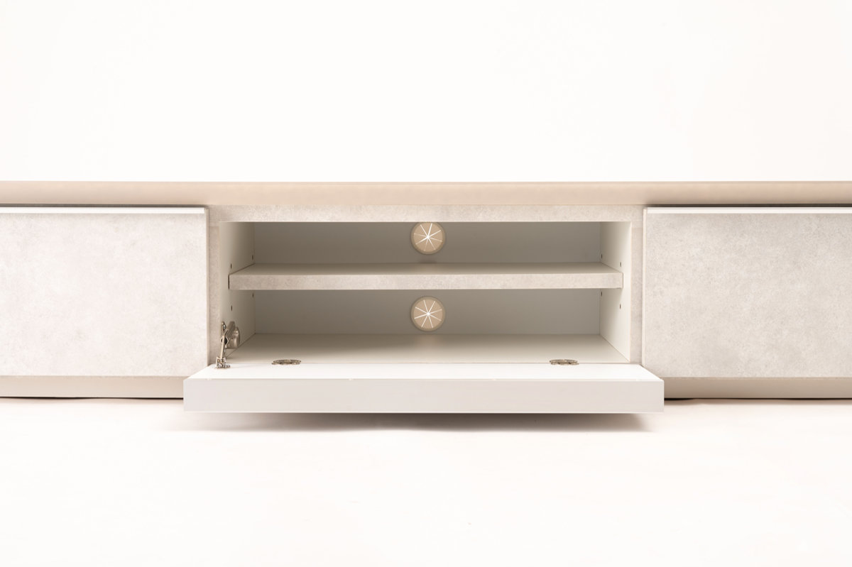 form ローボード 幅180cm アルケミラ 日本製 完成品 ( テレビ台 TV台 テレビボード 収納 ラック フラップ扉 フォーム 引き出し ダークグレー ライトグレー ライトブラウン リビングボード ) 【ライトグレー】 ライトグレー