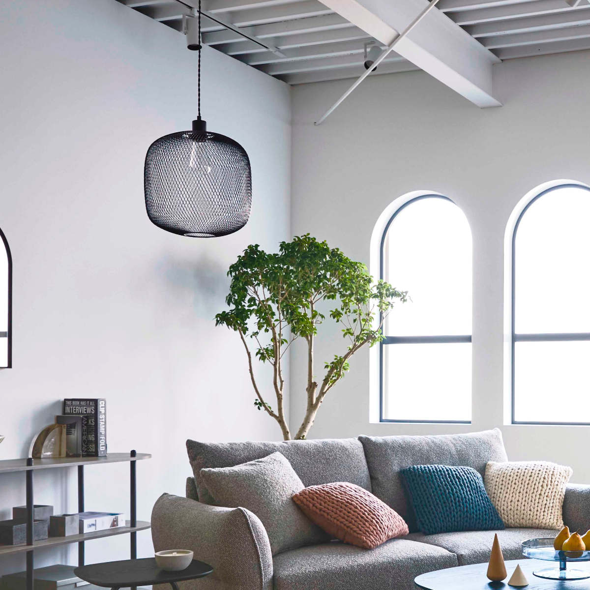 ペンダントライト LED対応 電球付き RIGEL ( リゲル 照明 ライト 吊り下げ 照明器具 メッシュ スチール ブラック ホワイト モノトーン おしゃれ 北欧 モダン シンプル ) 【ブラック】 ブラック