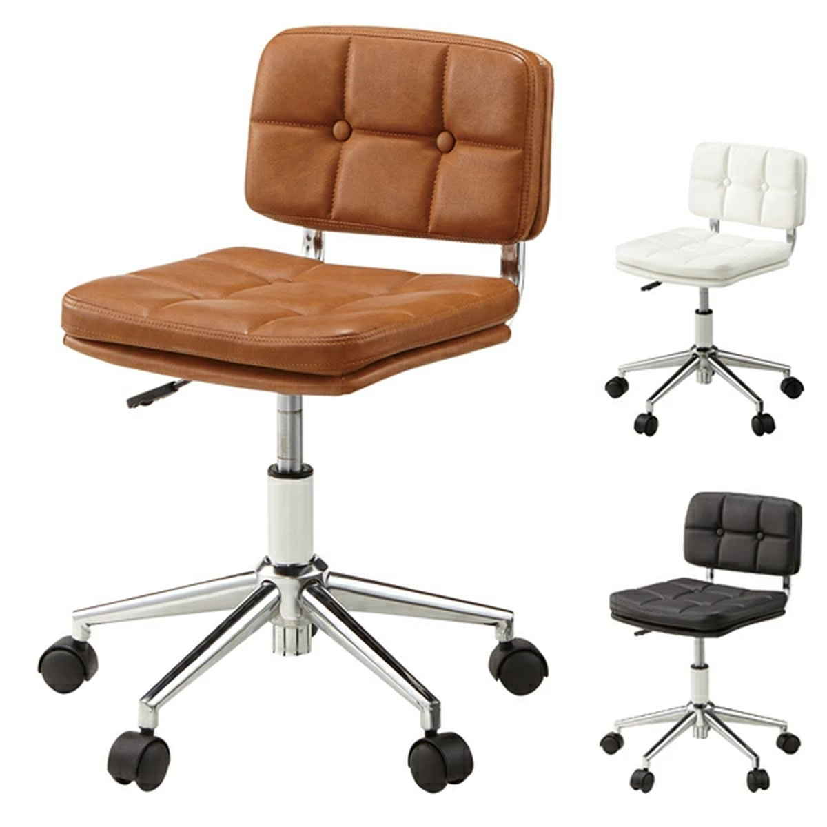 デスクチェア オフィスチェアー ソフトレザー キャスター付き 座面高40～50cm （ 椅子 チェア チェアー イス いす パソコンチェアー デスクチェアー オフィスチェア パソコンチェア 合成皮革 ） 【ブラック】