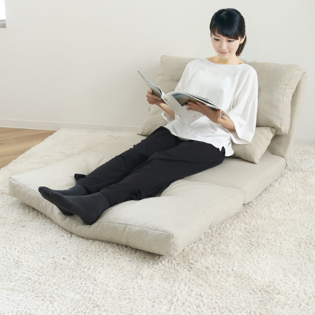 フロアソファ 2人掛け ソファベット 3way ( ソファ ソファーベッド 2人 フロアソファ リクライニング ラブソファ ラブソファー 二人がけ 2人用 ローソファー 簡易ベッド ベッド ) 【グレー】 グレー