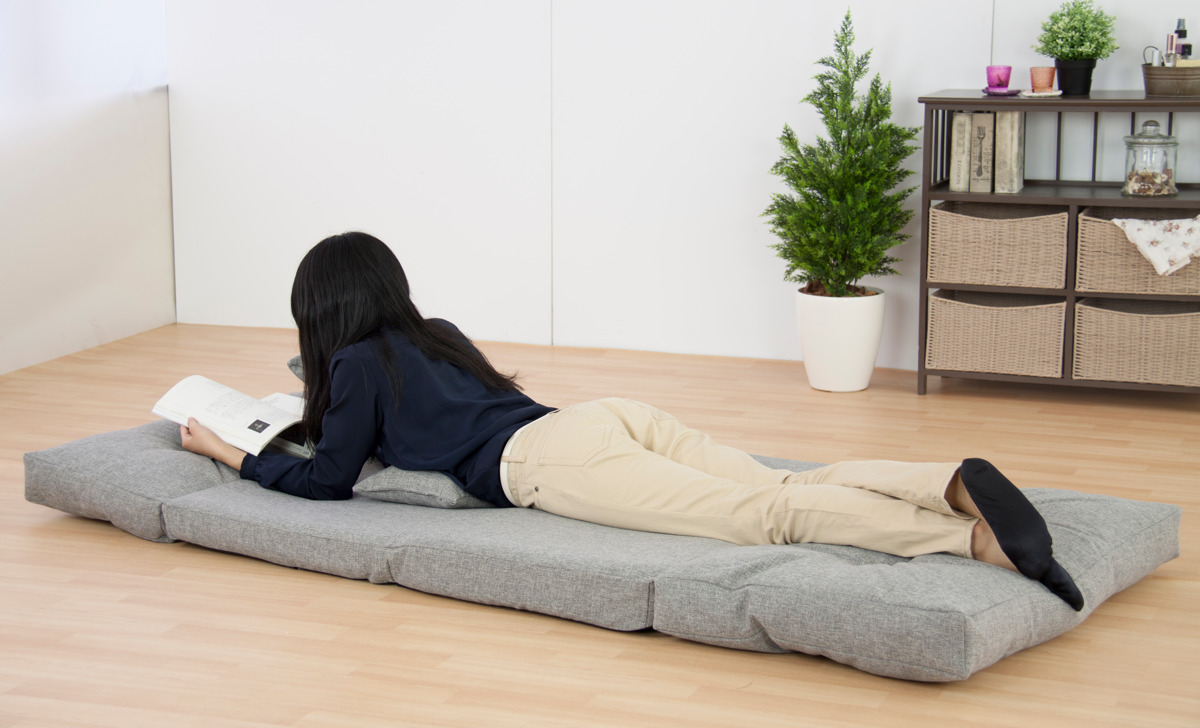 フロアソファ 2人掛け ソファベット 3way ( ソファ ソファーベッド 2人 フロアソファ リクライニング ラブソファ ラブソファー 二人がけ 2人用 ローソファー 簡易ベッド ベッド ) 【グレー】 グレー