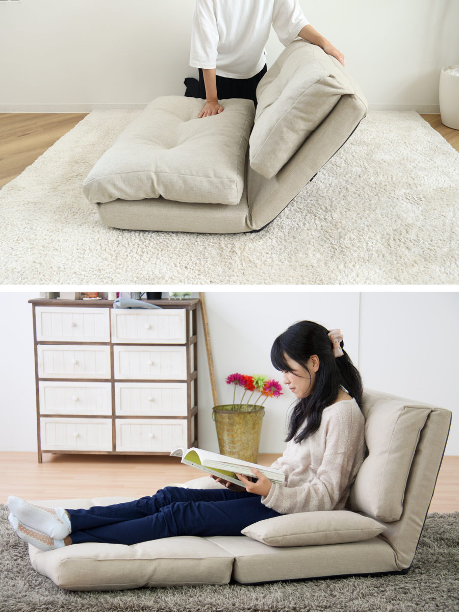 フロアソファ 2人掛け ソファベット 3way ( ソファ ソファーベッド 2人 フロアソファ リクライニング ラブソファ ラブソファー 二人がけ 2人用 ローソファー 簡易ベッド ベッド ) 【グレー】 グレー