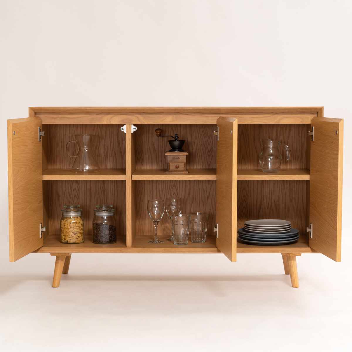 form キャビネット 幅120cm メティ 可動棚 天然木 ( 棚 ラック 扉収納 北欧風 収納 お掃除ロボット対応 フォーム リビングボード 食器棚 本棚 ブラウン ナチュラル オーク ) 【ナチュラル】 ナチュラル