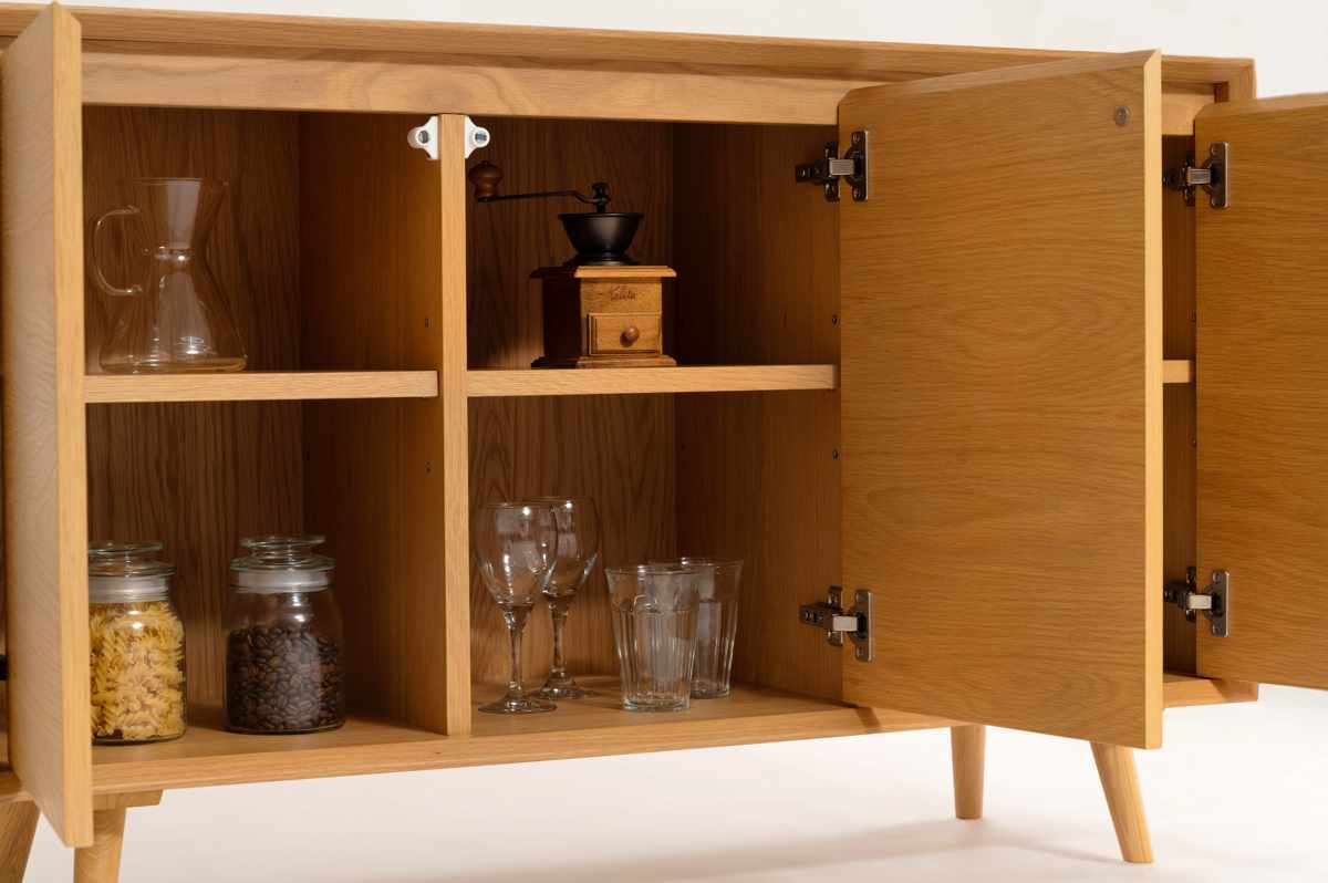 form キャビネット 幅120cm メティ 可動棚 天然木 ( 棚 ラック 扉収納 北欧風 収納 お掃除ロボット対応 フォーム リビングボード 食器棚 本棚 ブラウン ナチュラル オーク ) 【ナチュラル】 ナチュラル