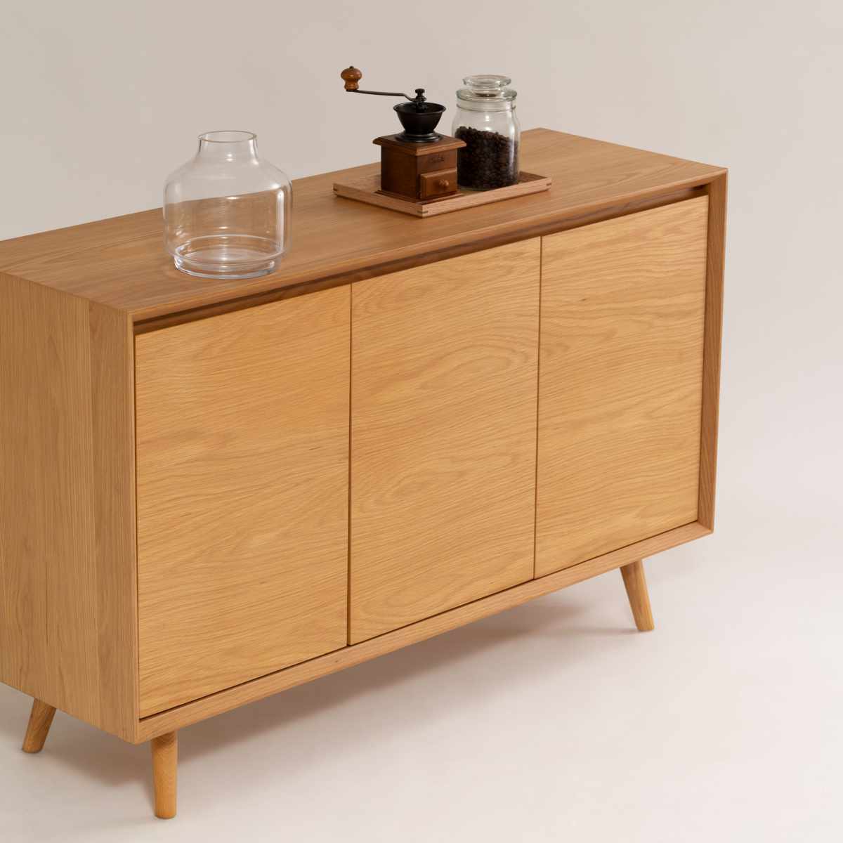 form キャビネット 幅120cm メティ 可動棚 天然木 ( 棚 ラック 扉収納 北欧風 収納 お掃除ロボット対応 フォーム リビングボード 食器棚 本棚 ブラウン ナチュラル オーク ) 【ナチュラル】 ナチュラル