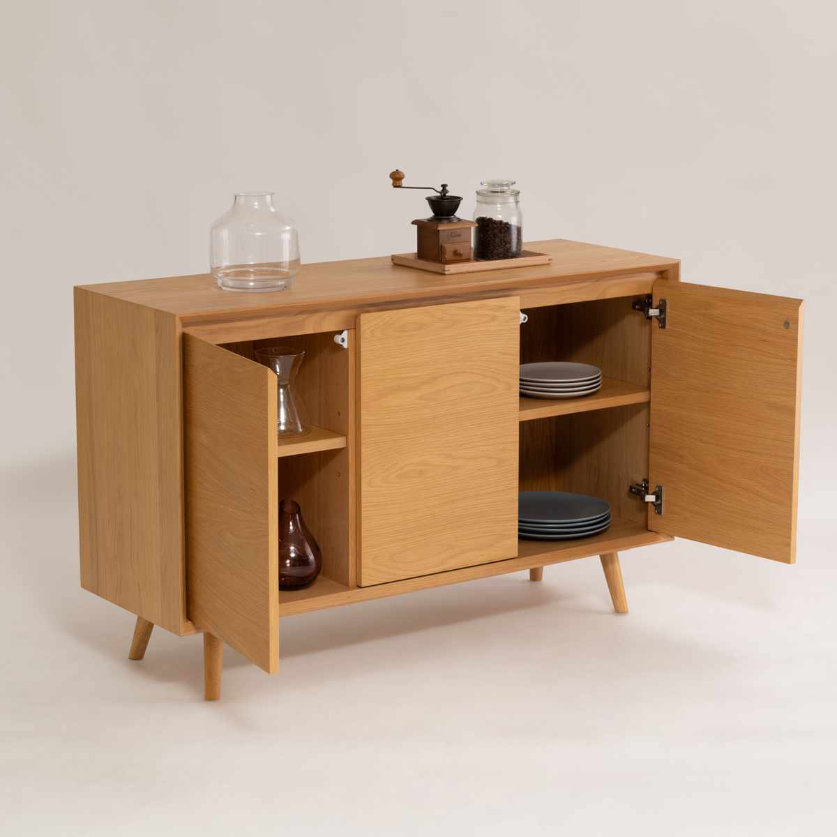 form キャビネット 幅120cm メティ 可動棚 天然木 ( 棚 ラック 扉収納 北欧風 収納 お掃除ロボット対応 フォーム リビングボード 食器棚 本棚 ブラウン ナチュラル オーク ) 【ナチュラル】 ナチュラル