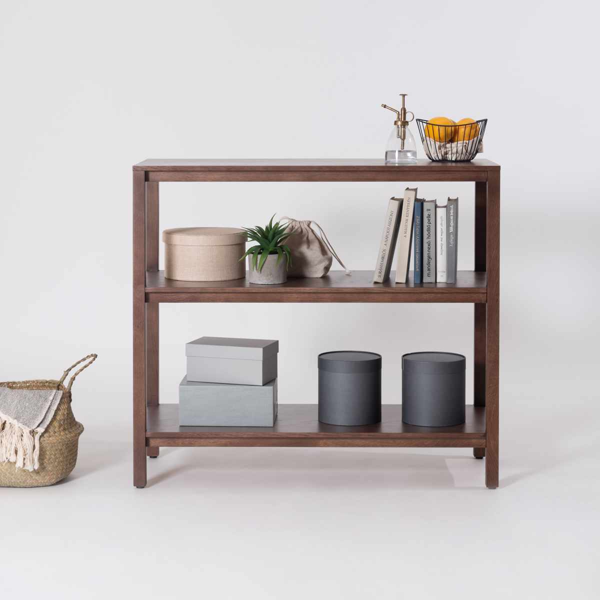 form オープンシェルフ 幅90cm キャラウェイ 天然木 完成品 ( シェルフ 棚 ラック 飾り棚 北欧風 収納 2段 フォーム リビングボード 本棚 ブラウン ナチュラル オーク 間仕切り ) 【ブラウン】 ブラウン