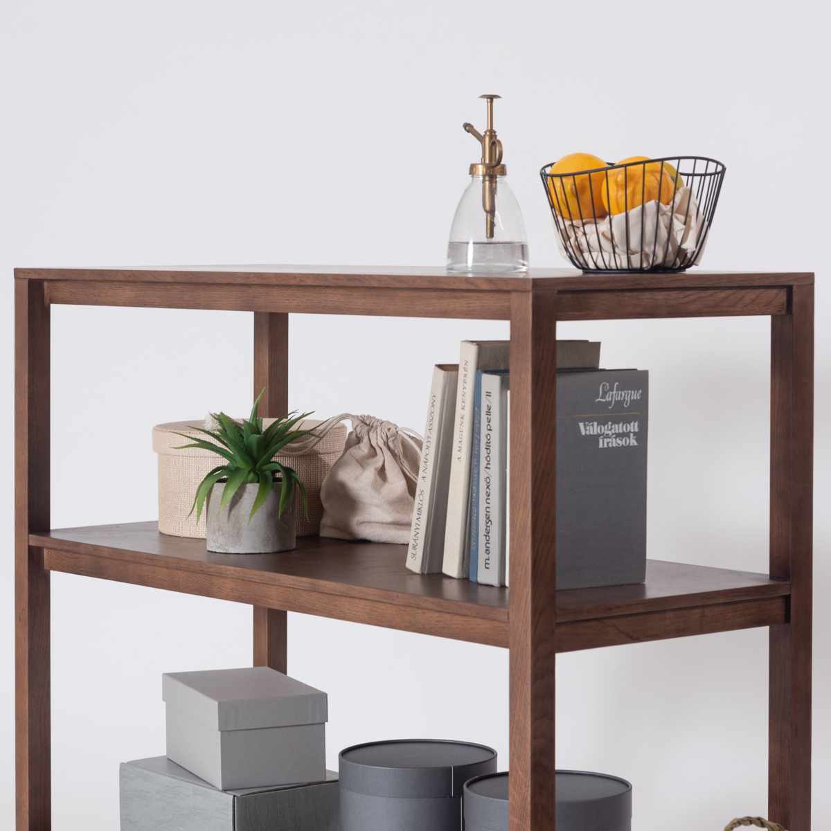 form オープンシェルフ 幅90cm キャラウェイ 天然木 完成品 ( シェルフ 棚 ラック 飾り棚 北欧風 収納 2段 フォーム リビングボード 本棚 ブラウン ナチュラル オーク 間仕切り ) 【ブラウン】 ブラウン