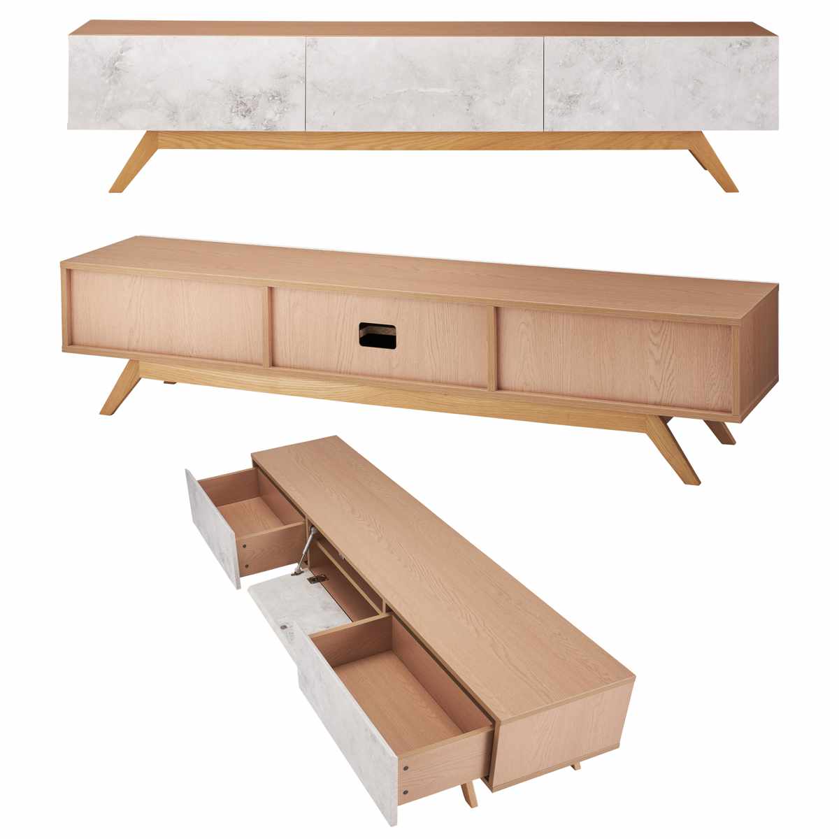 form ローボード 幅180cm リンデン 80型対応 完成品 ( テレビ台 TV台 テレビボード お掃除ロボット対応 フォーム 大理石調 リビングボード フラップ扉 引き出し ブラック ナチュラル ) 【ブラック】 ブラック