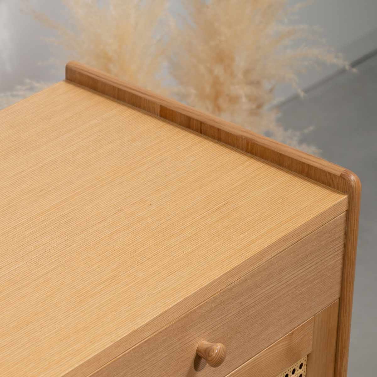 form キャビネット 幅100cm ガモット ラタン調 ( 棚 ラック 食器棚 収納 人工ラタン 引き出し フォーム 可動棚 天然木 リビングボード かごめ編 お掃除ロボット対応 )