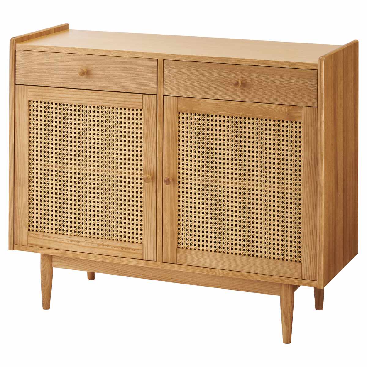 form キャビネット 幅100cm ガモット ラタン調 ( 棚 ラック 食器棚 収納 人工ラタン 引き出し フォーム 可動棚 天然木 リビングボード かごめ編 お掃除ロボット対応 )