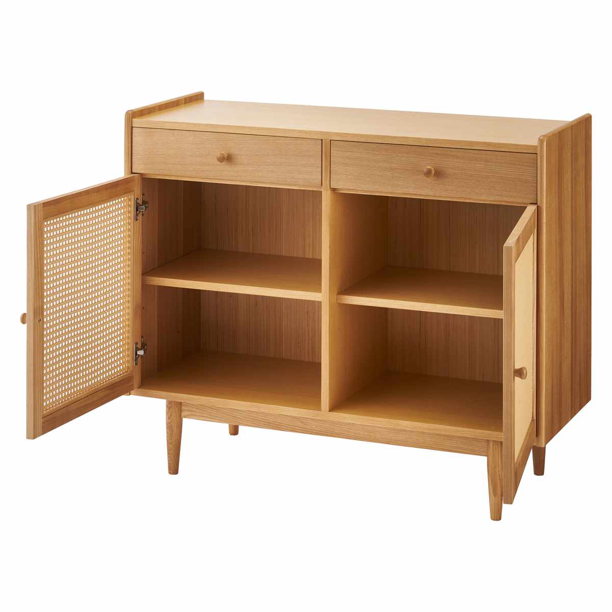 form キャビネット 幅100cm ガモット ラタン調 ( 棚 ラック 食器棚 収納 人工ラタン 引き出し フォーム 可動棚 天然木 リビングボード かごめ編 お掃除ロボット対応 )