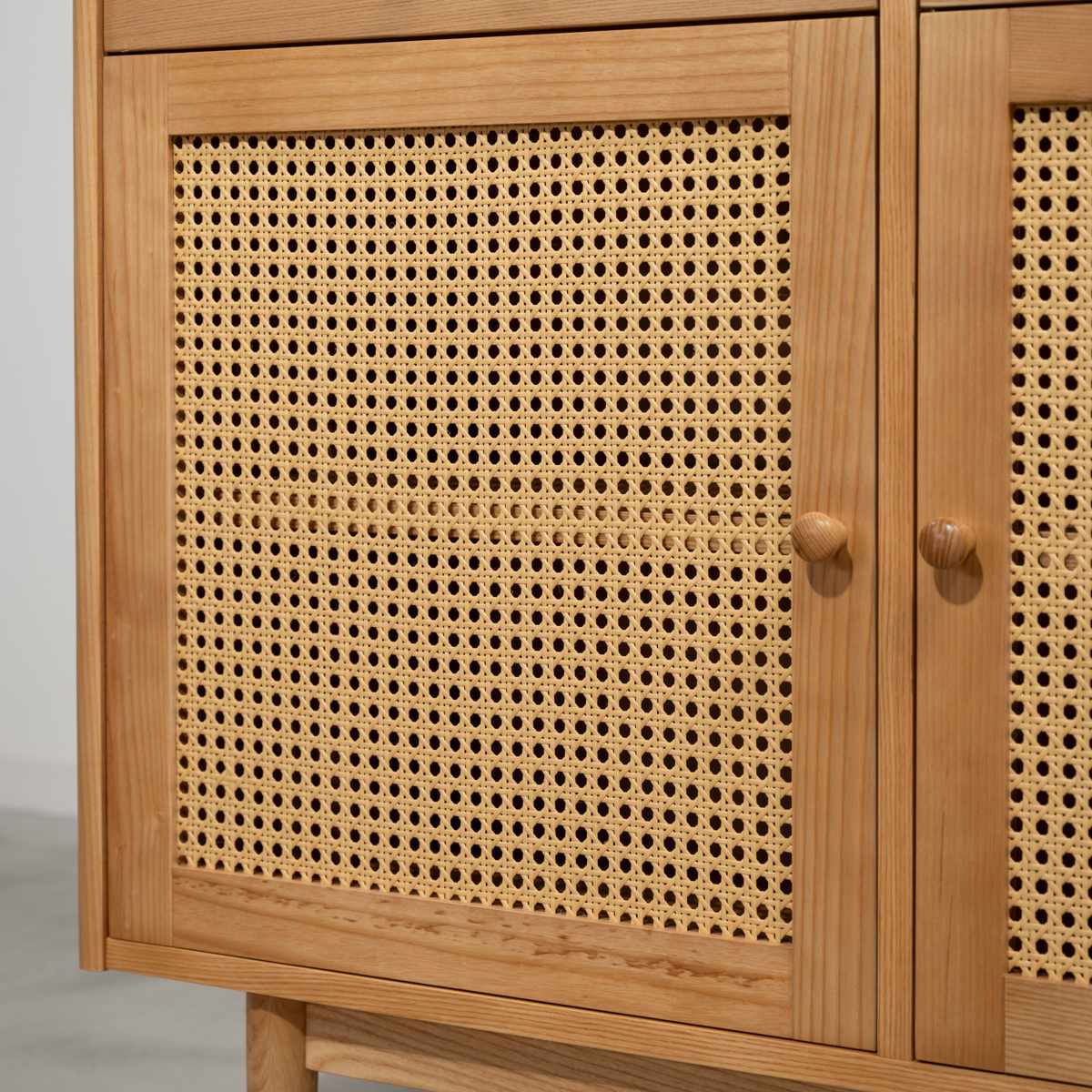 form キャビネット 幅100cm ガモット ラタン調 ( 棚 ラック 食器棚 収納 人工ラタン 引き出し フォーム 可動棚 天然木 リビングボード かごめ編 お掃除ロボット対応 )