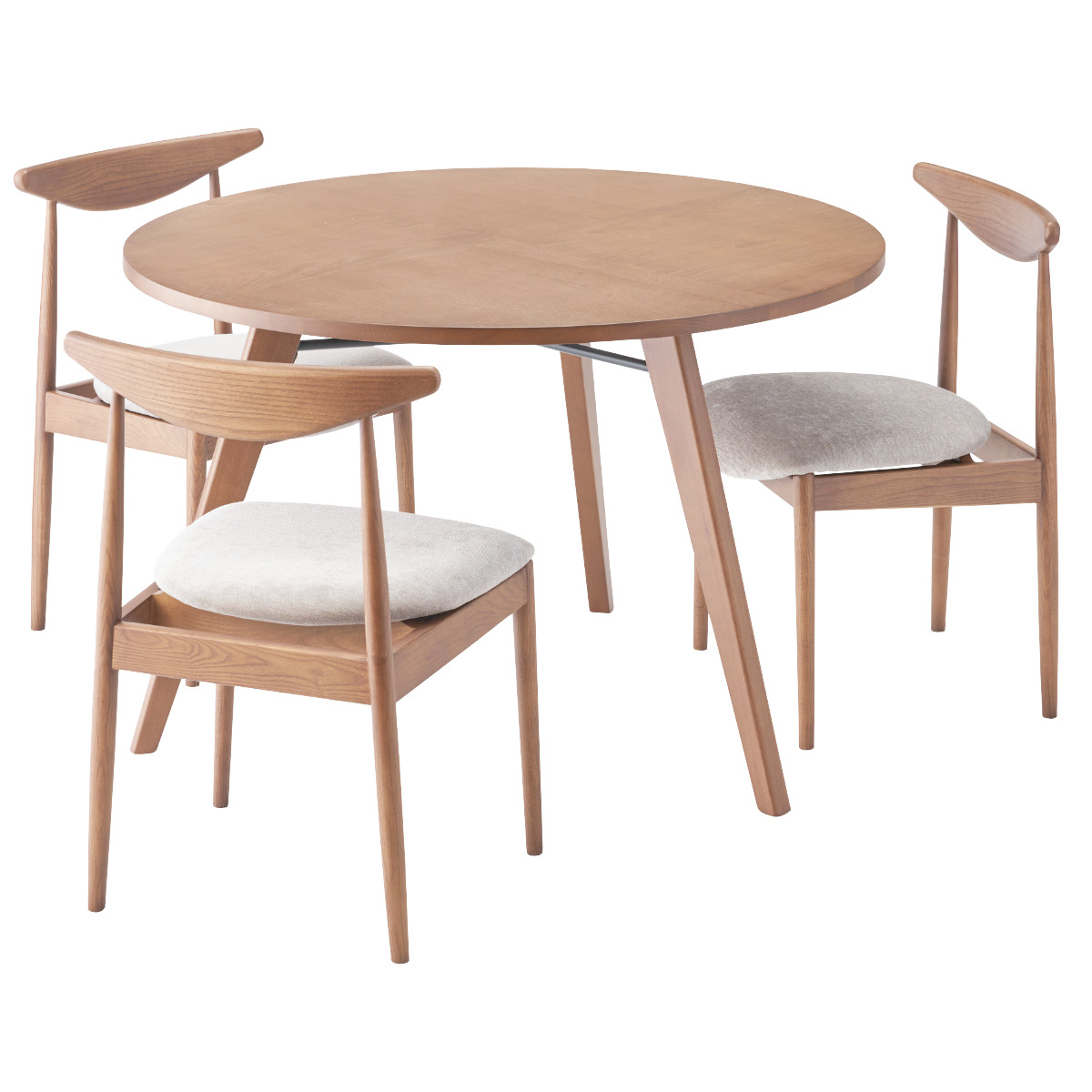 ダイニングテーブル 円型 直径110cm バルジ form ( テーブル 食卓テーブル 丸 机 木製 円形 天然木 ダイニング 食卓 木製テーブル オーク 3本脚 カフェテーブル コーヒーテーブル ) 【ブラウン】 ブラウン