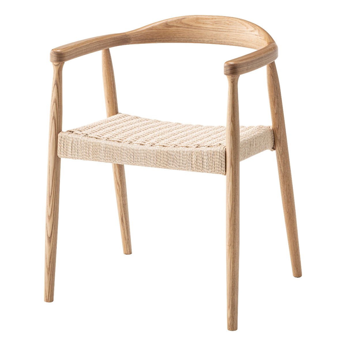 ダイニングチェア 座面高43cm ペーパーコード アームチェア ローゼル form ( 完成品 食卓椅子 チェア ダイニング イス 椅子 木製 天然木 肘付き リビングチェア 鹿の子編み アッシュ 食卓 リビング ダイニングチェアー 木製椅子 ) 【ブラック】 ブラック