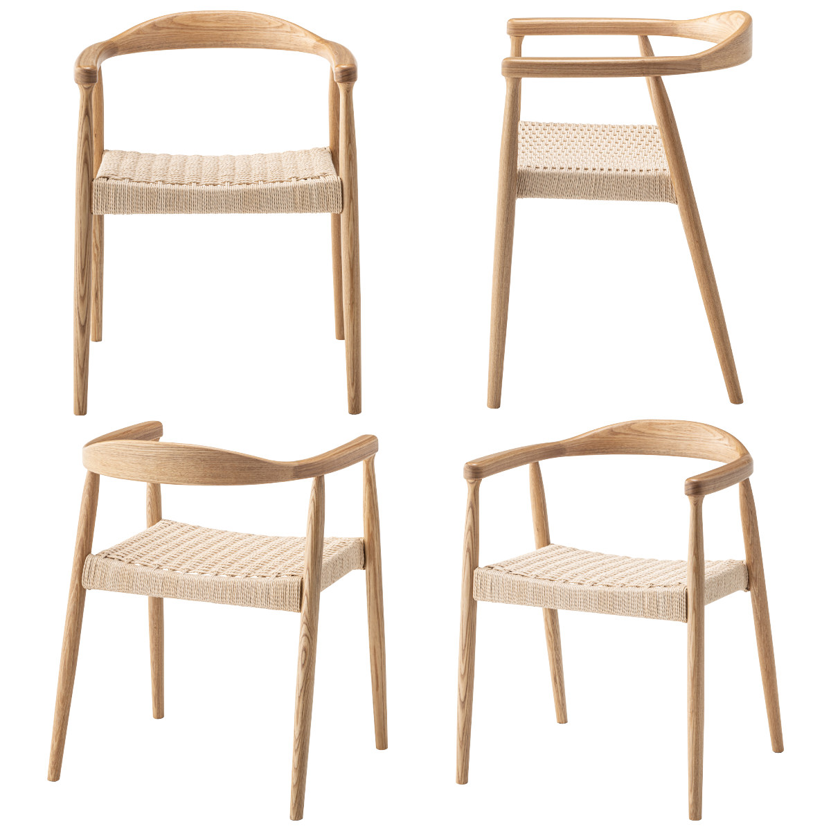 ダイニングチェア 座面高43cm ペーパーコード アームチェア ローゼル form ( 完成品 食卓椅子 チェア ダイニング イス 椅子 木製 天然木 肘付き リビングチェア 鹿の子編み アッシュ 食卓 リビング ダイニングチェアー 木製椅子 ) 【ブラック】 ブラック