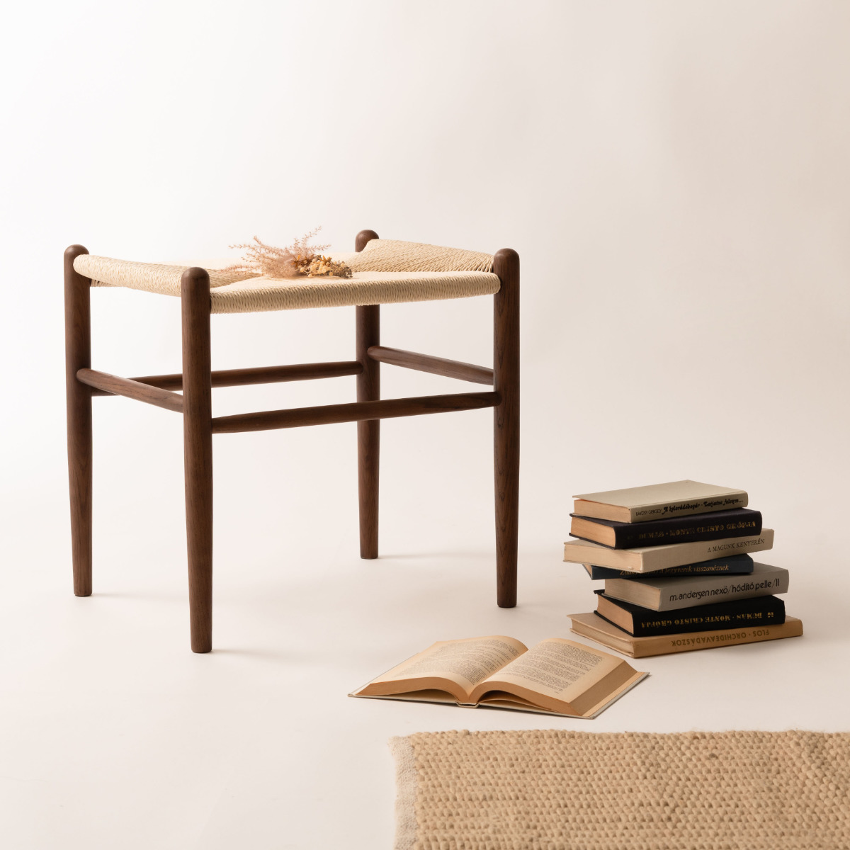 スツール 高さ48cm ペーパーコード トロープ form ( 完成品 チェア チェアー 木製 天然木 イス 椅子 いす 腰掛け ベントウッドチェア 四角 来客用 キッチン 玄関 補助 背もたれなし オーク ) 【ナチュラル】 ナチュラル