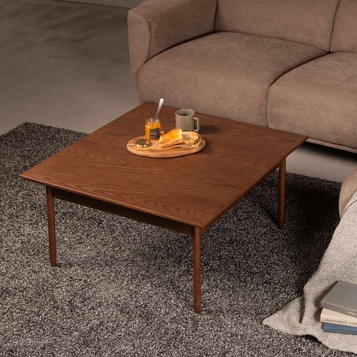リビングテーブル 幅75cm 正方形 センターテーブル サントリナ form ( ローテーブル テーブル 机 木製 天然木 奥行75cm リビング 木製テーブル おしゃれ コーヒーテーブル 幕板 ) 【ブラウン】 ブラウン