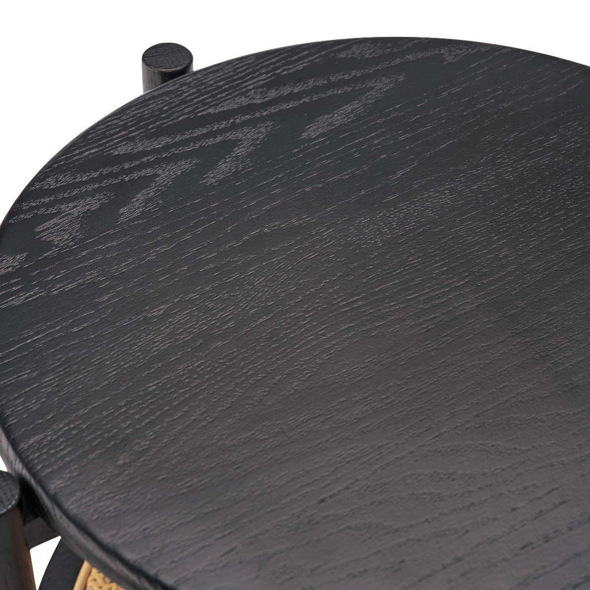 サイドテーブル 高さ50cm 円型 2段 チャービル form ( テーブル ソファサイド ベッドサイド 机 ミニテーブル 木製 天然木 丸 棚付き リビング リビングテーブル コーヒーテーブル ソファテーブル おしゃれ かごめ編み ) 【ブラック】 ブラック