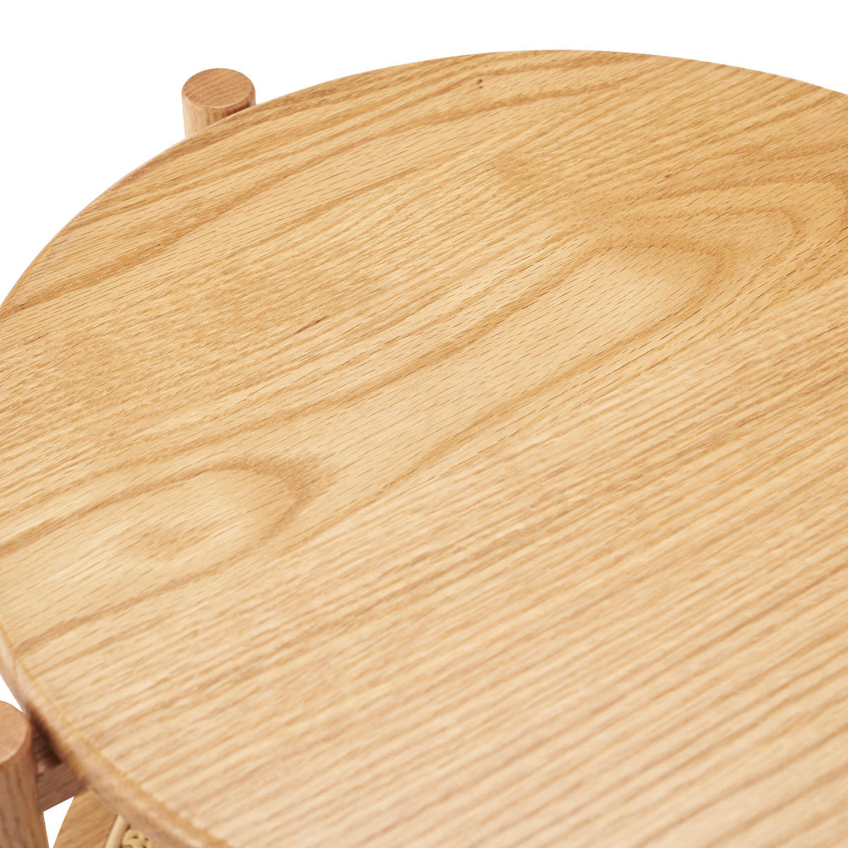 サイドテーブル 高さ50cm 円型 2段 チャービル form ( テーブル ソファサイド ベッドサイド 机 ミニテーブル 木製 天然木 丸 棚付き リビング リビングテーブル コーヒーテーブル ソファテーブル おしゃれ かごめ編み ) 【ブラック】 ブラック