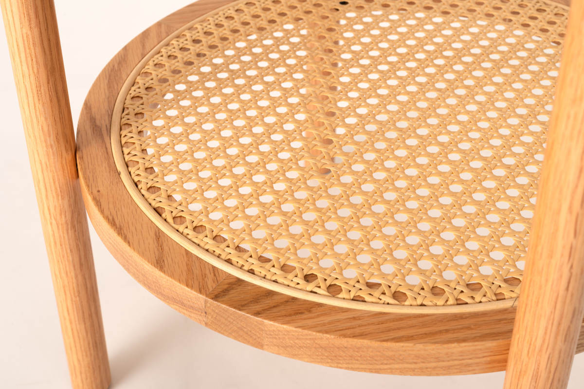 サイドテーブル 高さ50cm 円型 2段 チャービル form ( テーブル ソファサイド ベッドサイド 机 ミニテーブル 木製 天然木 丸 棚付き リビング リビングテーブル コーヒーテーブル ソファテーブル おしゃれ かごめ編み ) 【ブラック】 ブラック