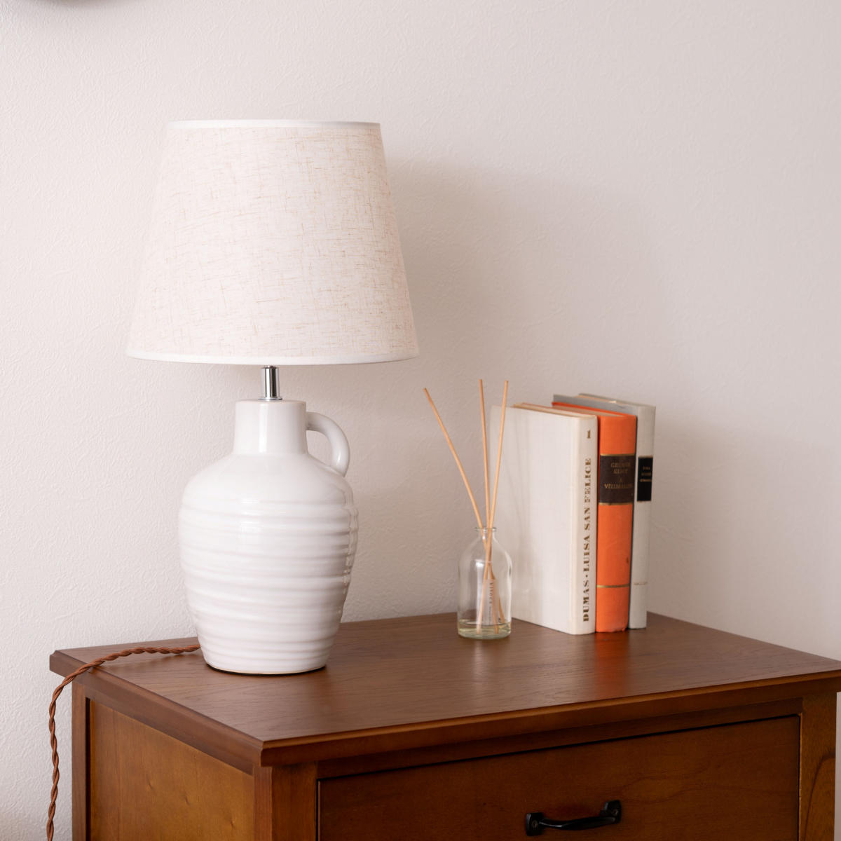 テーブルライト LED対応 電球付き 陶器 布シェード ( RIYO リヨ 卓上 ライト 照明 布 シェード 北欧 ナチュラル おしゃれ シンプル )