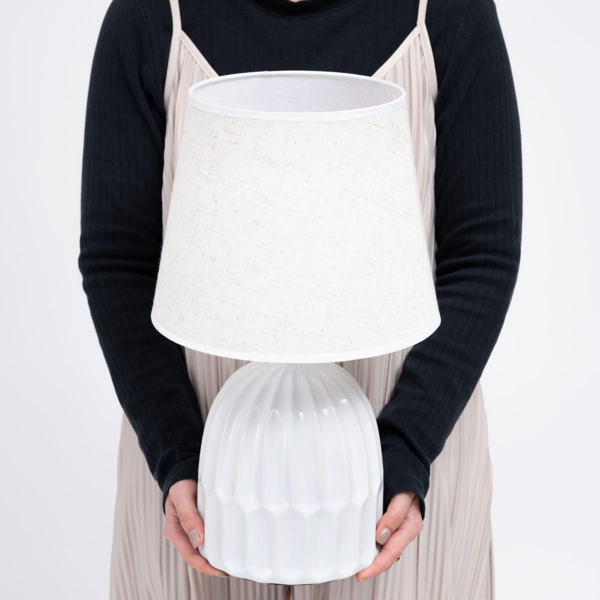 テーブルライト LED対応 電球付き 陶器 布シェード ( MYRE マイア 卓上 ライト 照明 布 シェード 北欧 ナチュラル おしゃれ シンプル )