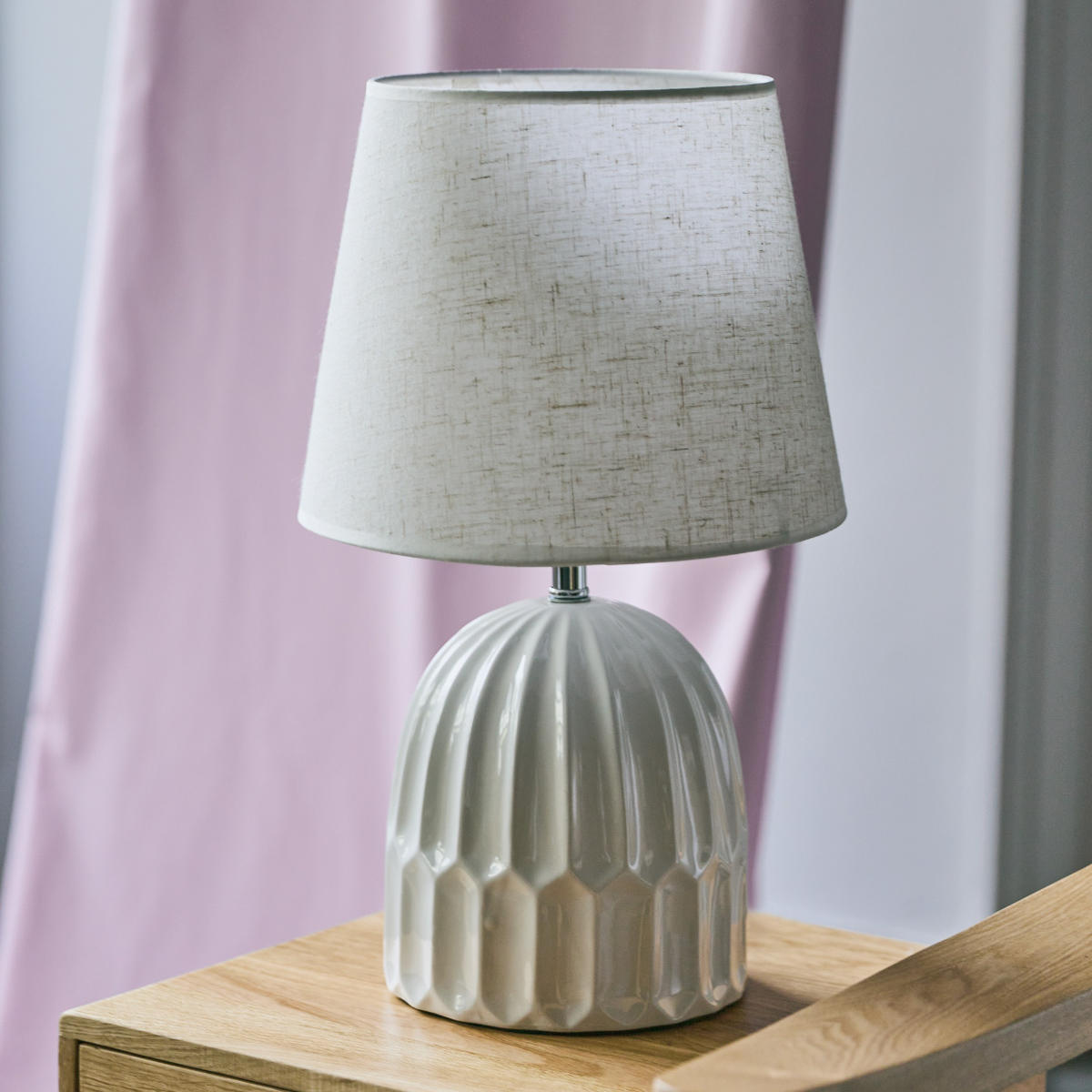 テーブルライト LED対応 電球付き 陶器 布シェード ( MYRE マイア 卓上 ライト 照明 布 シェード 北欧 ナチュラル おしゃれ シンプル )