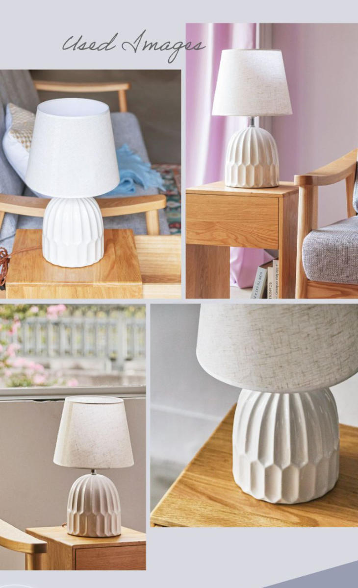 テーブルライト LED対応 電球付き 陶器 布シェード ( MYRE マイア 卓上 ライト 照明 布 シェード 北欧 ナチュラル おしゃれ シンプル )