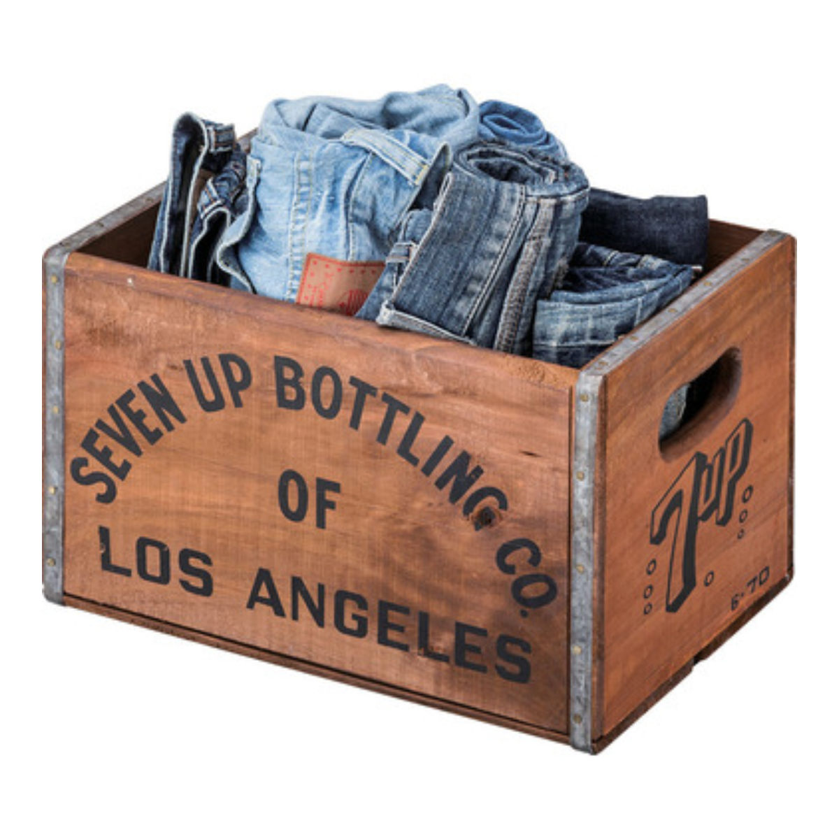 収納ボックス ウッドボックス M 木製 幅40×奥行27×高さ22.5cm ( 天然木 収納 ボックス 収納ケース 小物収納 小物 木箱 箱 持ち手付き 持ち手穴付き ストッカー ヴィンテージ ユーズド 感 アンティーク 風合い おしゃれ )