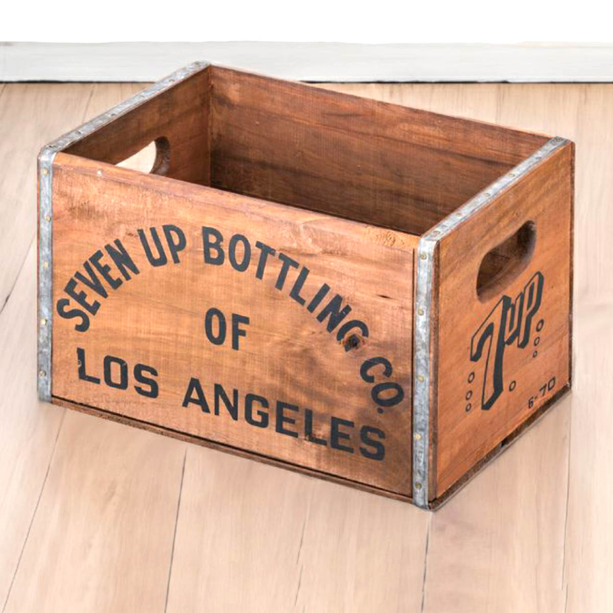 収納ボックス ウッドボックス M 木製 幅40×奥行27×高さ22.5cm ( 天然木 収納 ボックス 収納ケース 小物収納 小物 木箱 箱 持ち手付き 持ち手穴付き ストッカー ヴィンテージ ユーズド 感 アンティーク 風合い おしゃれ )