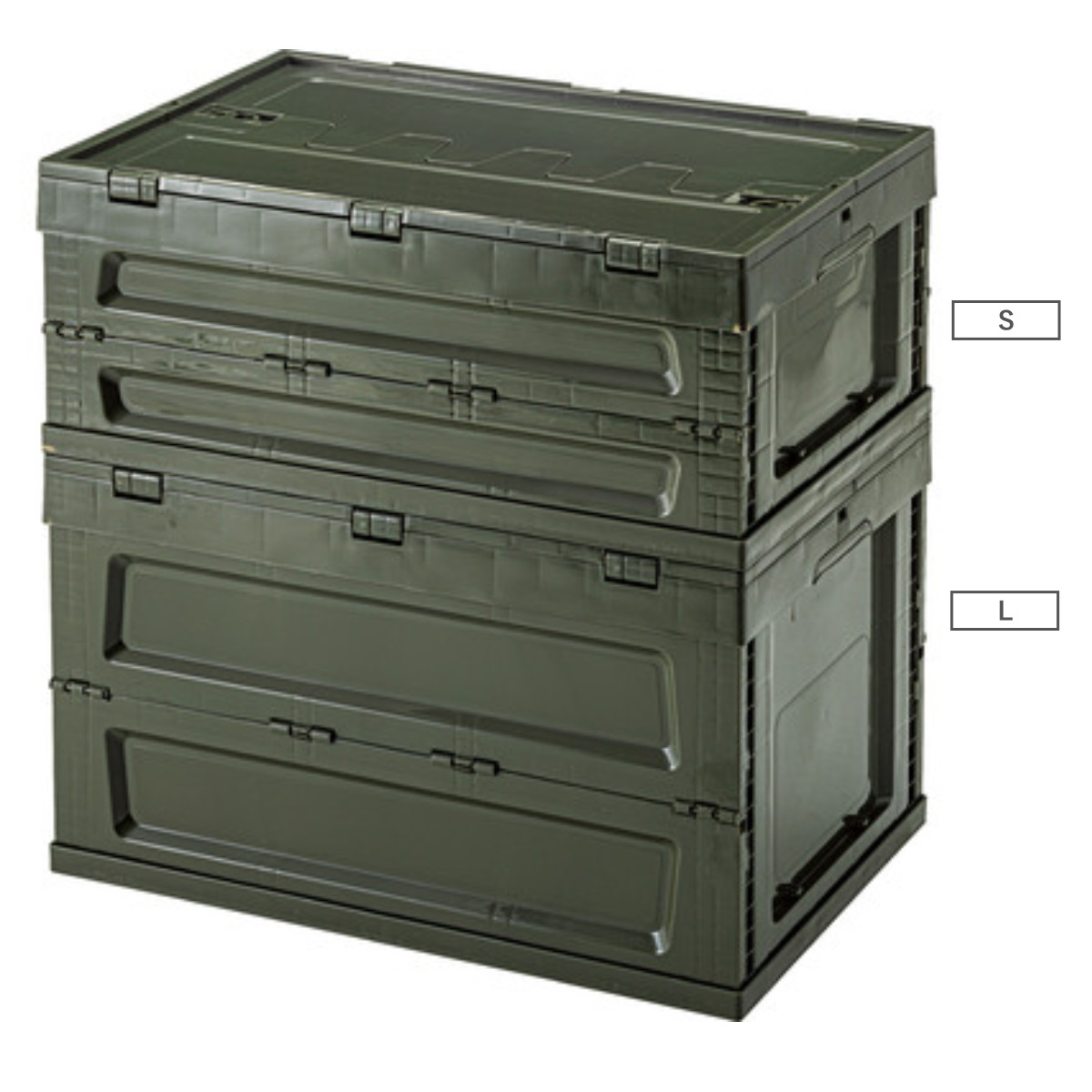 収納ボックス フォールディング コンテナ S 折りたたみ ふた付き 幅59×奥行40×高さ24.5cm ( ボックス 収納 蓋 蓋付き 収納ケース ケース おしゃれ 積み重ね 積める スタッキング 収納コンテナ 組み立て簡単 小物 小物収納 ) 【ブラック】 ブラック