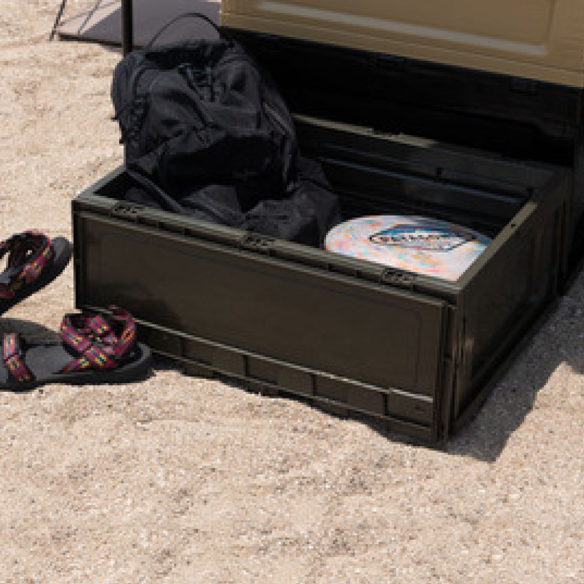 収納ボックス フォールディング コンテナ S 折りたたみ ふた付き 幅59×奥行40×高さ24.5cm ( ボックス 収納 蓋 蓋付き 収納ケース ケース おしゃれ 積み重ね 積める スタッキング 収納コンテナ 組み立て簡単 小物 小物収納 ) 【ブラック】 ブラック