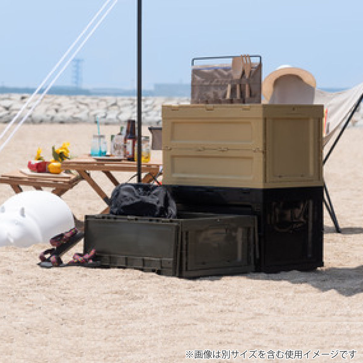 収納ボックス フォールディング コンテナ S 折りたたみ ふた付き 幅59×奥行40×高さ24.5cm ( ボックス 収納 蓋 蓋付き 収納ケース ケース おしゃれ 積み重ね 積める スタッキング 収納コンテナ 組み立て簡単 小物 小物収納 ) 【ブラック】 ブラック