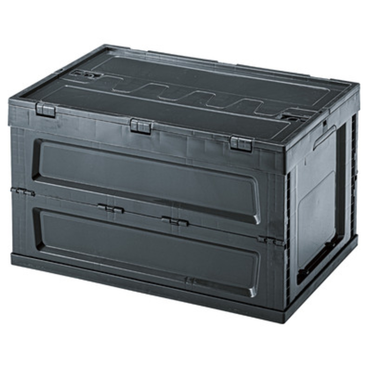 収納ボックス フォールディング コンテナ L 折りたたみ ふた付き 幅59×奥行40×高さ33.5cm ( ボックス 収納 蓋 蓋付き 収納ケース ケース おしゃれ 積み重ね 積める スタッキング 収納コンテナ 組み立て簡単 小物 小物収納 ) 【グレー】 グレー