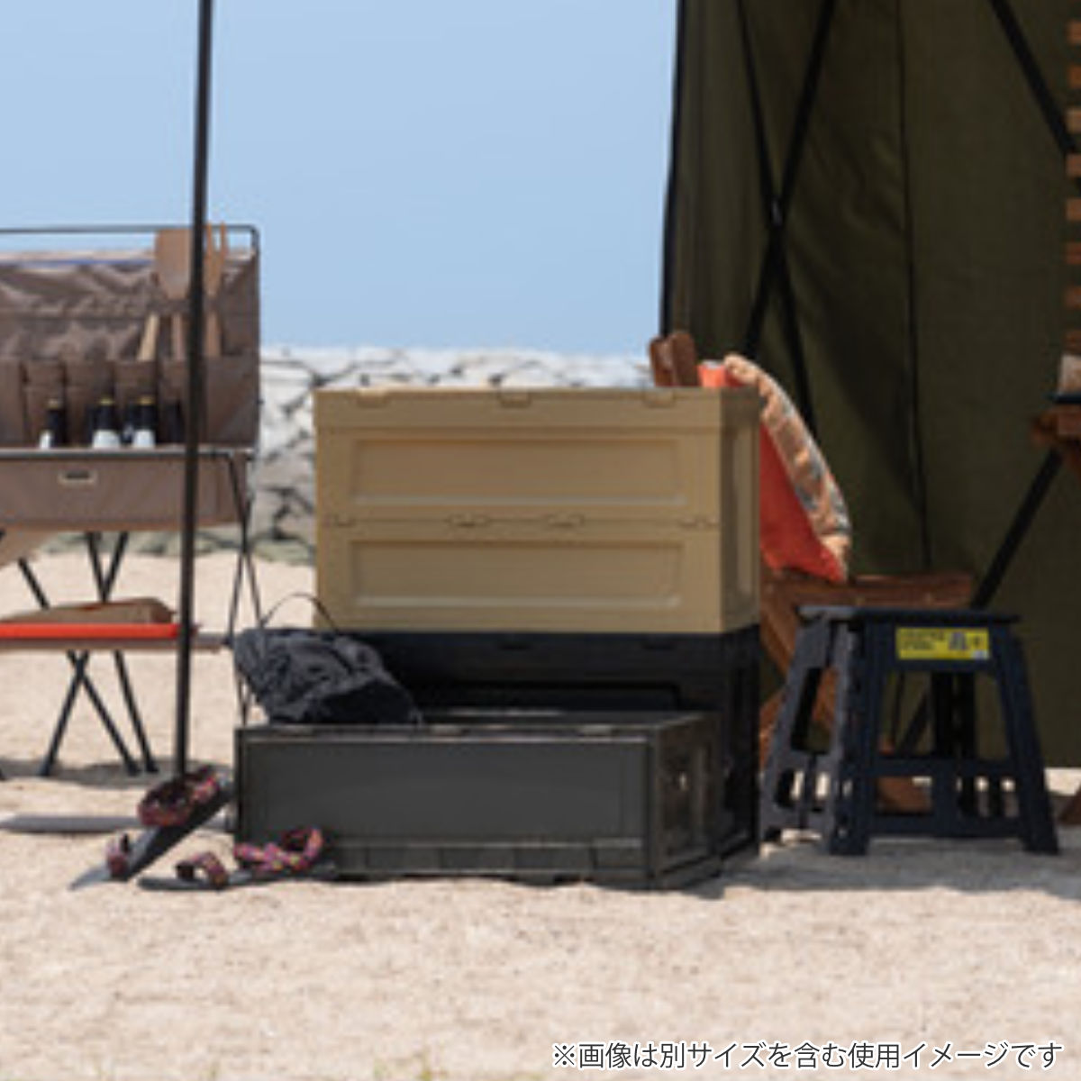 収納ボックス フォールディング コンテナ L 折りたたみ ふた付き 幅59×奥行40×高さ33.5cm ( ボックス 収納 蓋 蓋付き 収納ケース ケース おしゃれ 積み重ね 積める スタッキング 収納コンテナ 組み立て簡単 小物 小物収納 ) 【グレー】 グレー