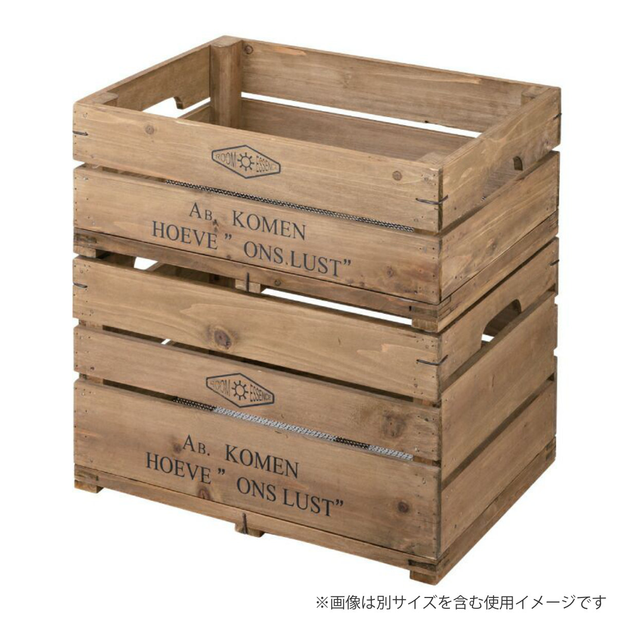 収納ボックス ウッドボックス レギュラーサイズ 木製 持ち手付き 幅50×奥行37×高さ30cm ( 天然木 スタッキング 積み重ね 木箱 ヴィンテージ 収納 アンティーク 野菜ストッカー キッチン収納 ガーデニング ガーデニング雑貨 )