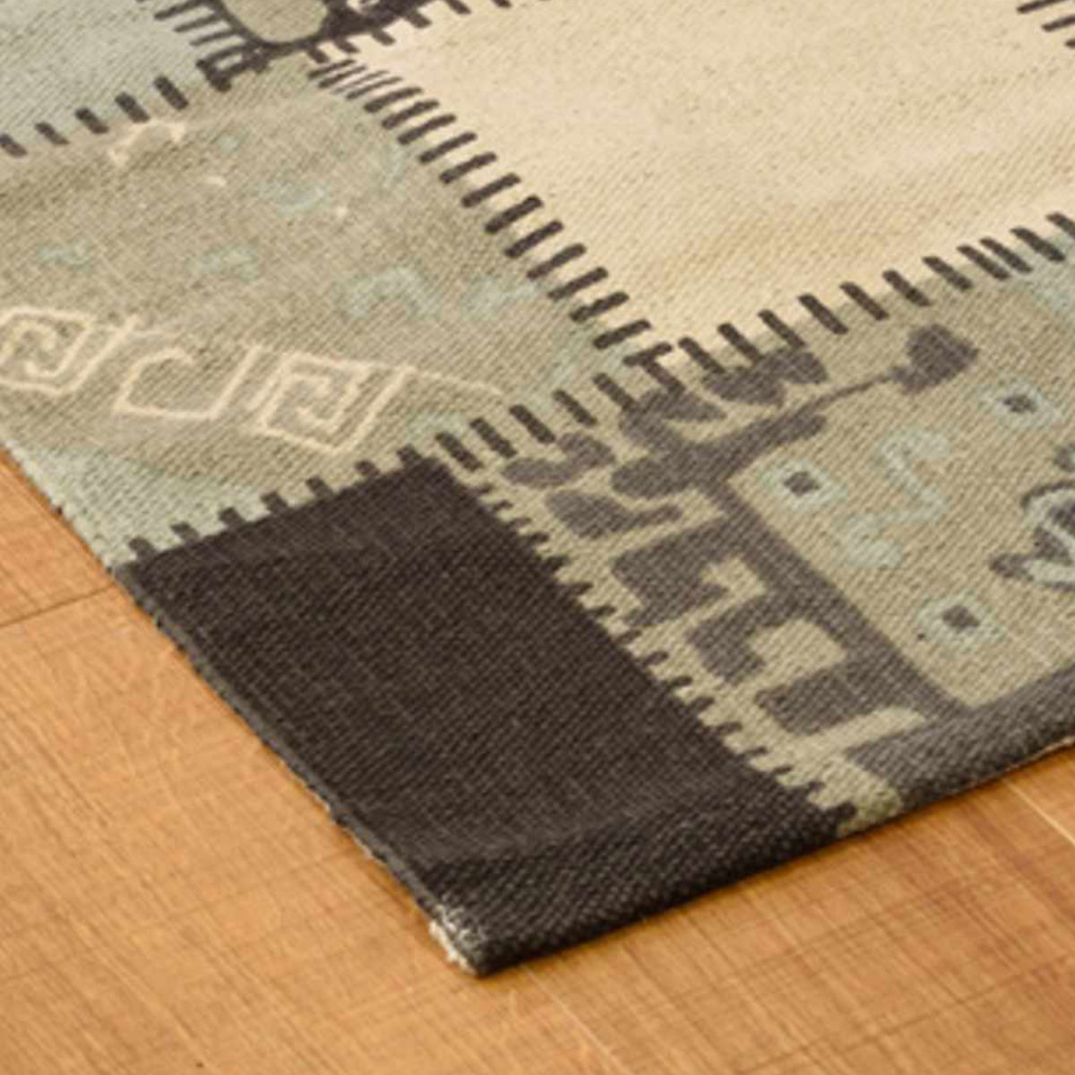 玄関マット 室内 パッチワークミニマット 45×75 ( マット ラグ コットン 敷物 インテリア おしゃれ 薄手 軽量 滑り止め 幅75cm キッチン リビング 寝室 洗面所 ランドリー 室内用マット 玄関 脱衣所 洗面 敷き物 綿 ) 【ブルー】 ブルー