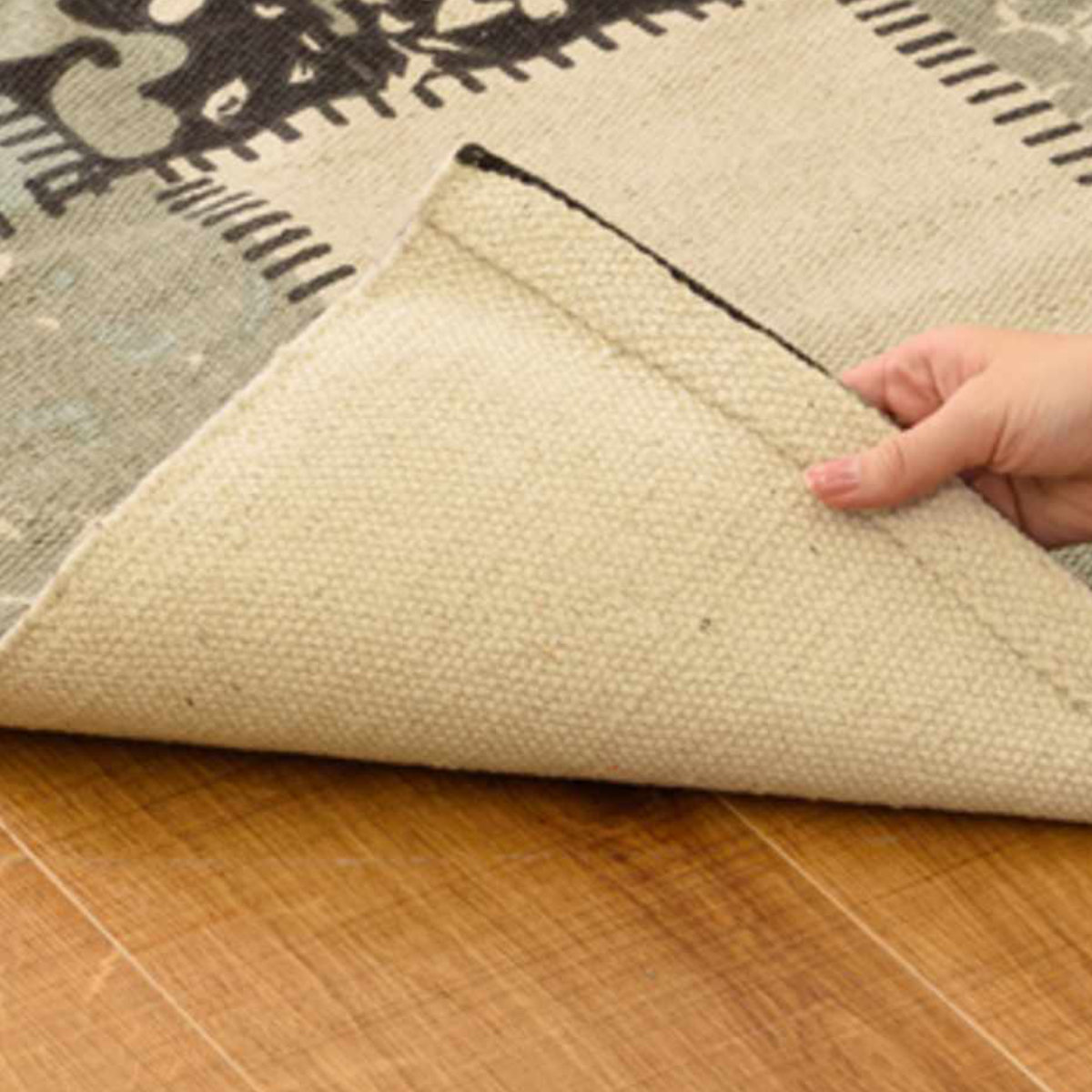 玄関マット 室内 パッチワークミニマット 45×75 ( マット ラグ コットン 敷物 インテリア おしゃれ 薄手 軽量 滑り止め 幅75cm キッチン リビング 寝室 洗面所 ランドリー 室内用マット 玄関 脱衣所 洗面 敷き物 綿 ) 【ブルー】 ブルー