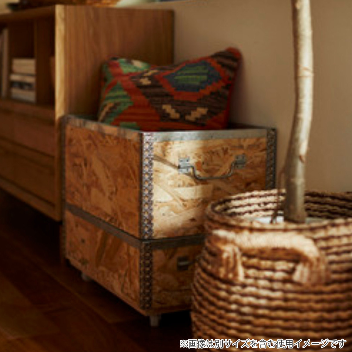 収納ボックス スタッキングボックス L キャスター付き 幅51.5×奥行33×高さ28.5cm ( スタッキング スタック 小物収納 収納家具 収納 木製 アウトドアボックス コンテナ 収納ケース キャリー ワゴン ボックス おしゃれ 北欧 )