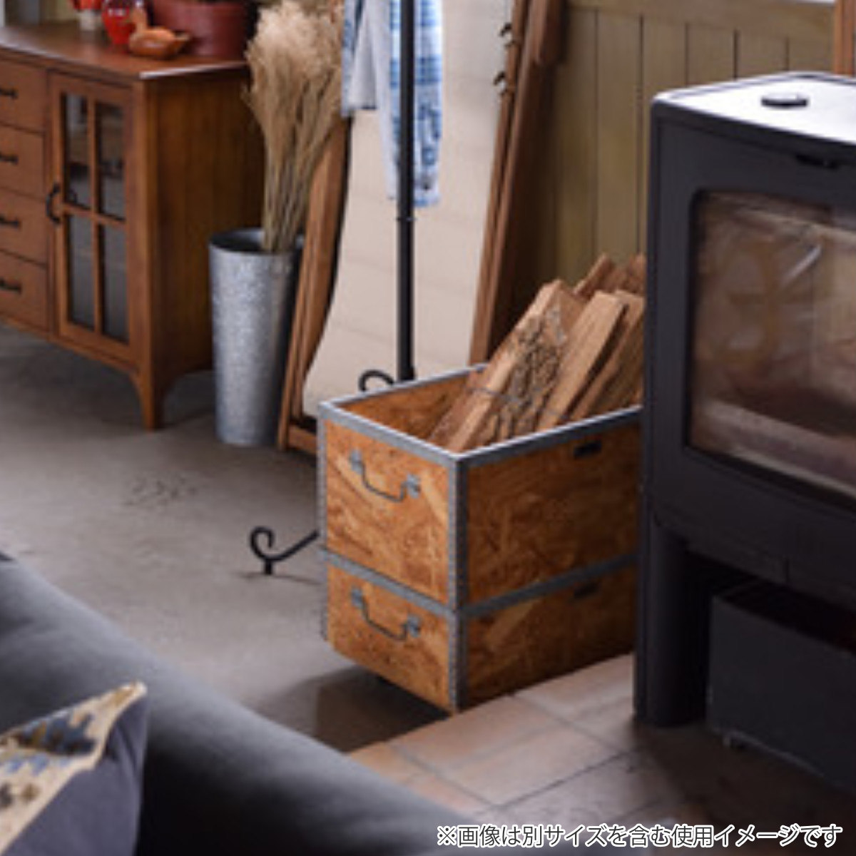 収納ボックス スタッキングボックス L キャスター付き 幅51.5×奥行33×高さ28.5cm ( スタッキング スタック 小物収納 収納家具 収納 木製 アウトドアボックス コンテナ 収納ケース キャリー ワゴン ボックス おしゃれ 北欧 )