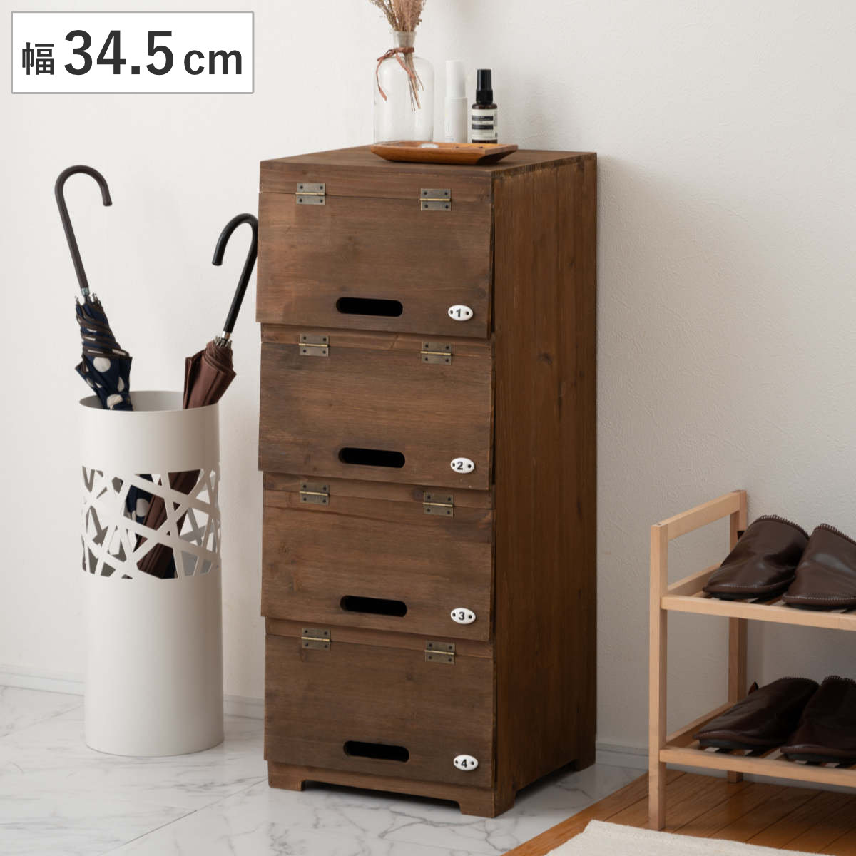 dショッピング |シューズラック 4段 ワイド 木製 幅55cm