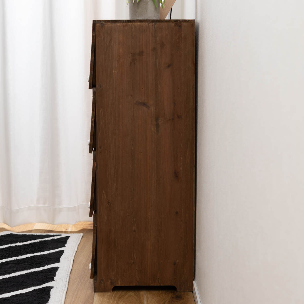 シューズラック 4段 木製 幅34.5cm ( シューズケース シューズボックス 下駄箱 スリム 靴収納 レトロ調 フラップ扉 収納 ラック 玄関収納 収納棚 靴 靴入れ 杉 キャビネット チェスト 家具 扉付き リビング収納 )