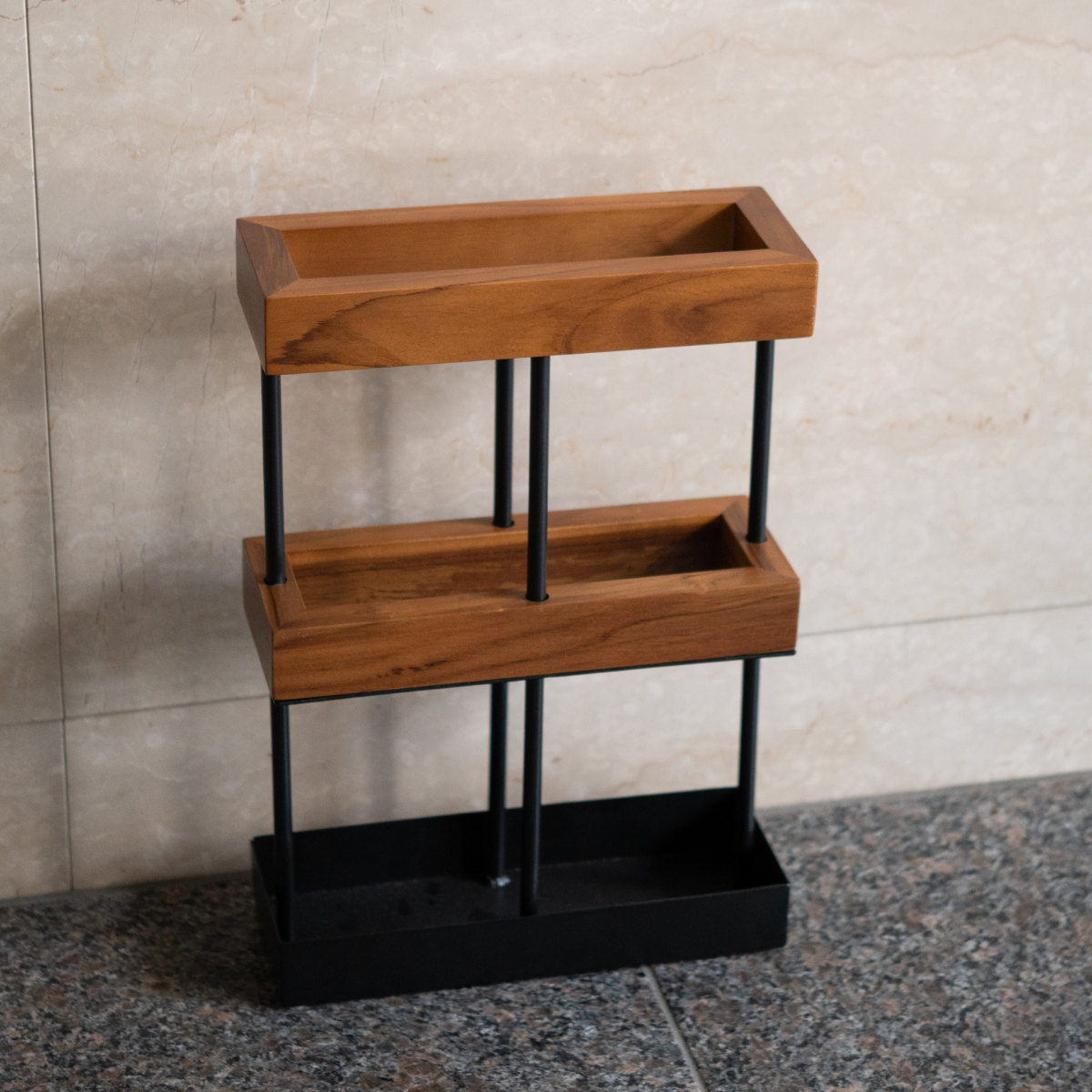 傘立て 四角 木製 スチール ( 傘たて スリム 玄関収納 省スペース 天然木 ブラック 木 ウッド 角型 コンパクト 北欧 おしゃれ )