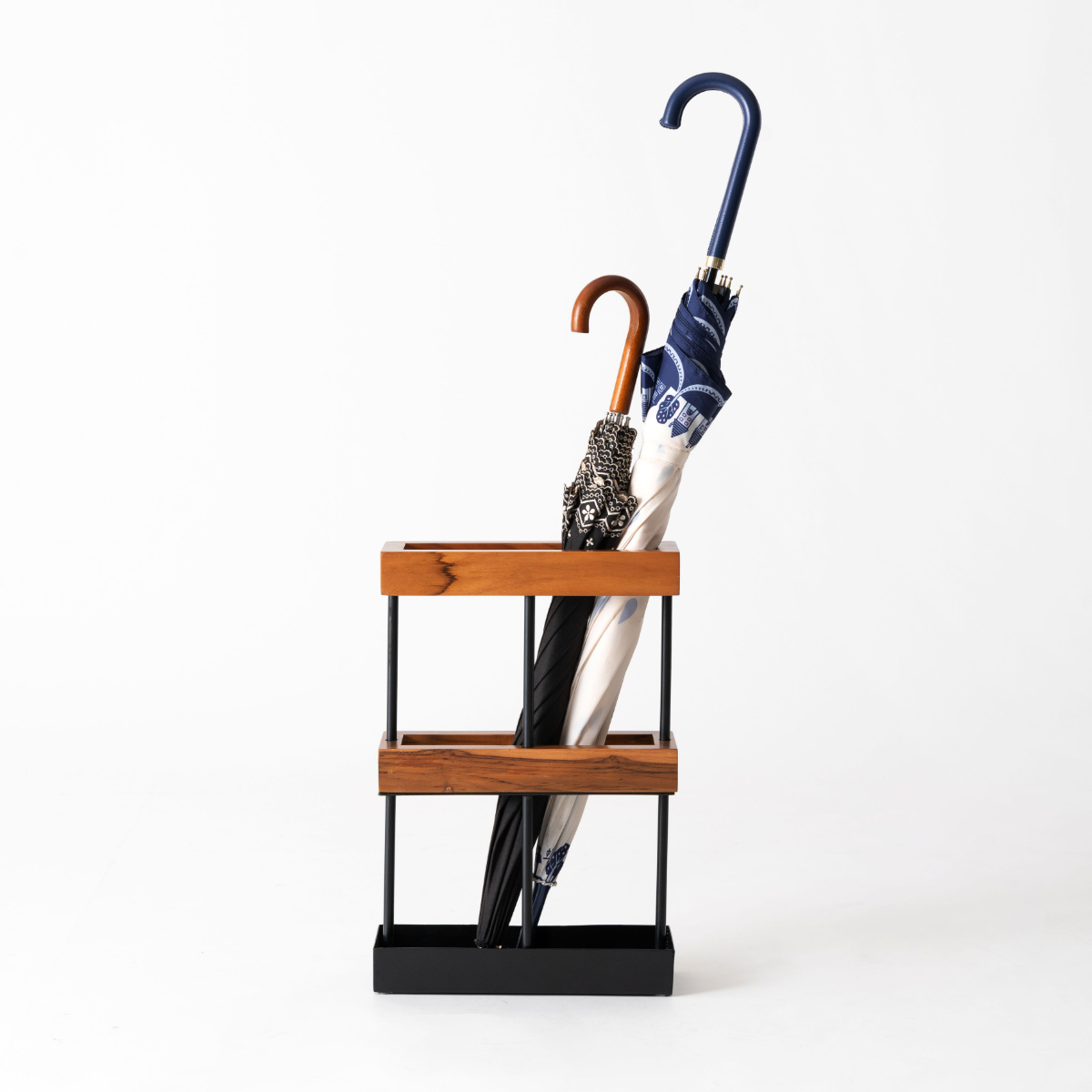 傘立て 四角 木製 スチール ( 傘たて スリム 玄関収納 省スペース 天然木 ブラック 木 ウッド 角型 コンパクト 北欧 おしゃれ )