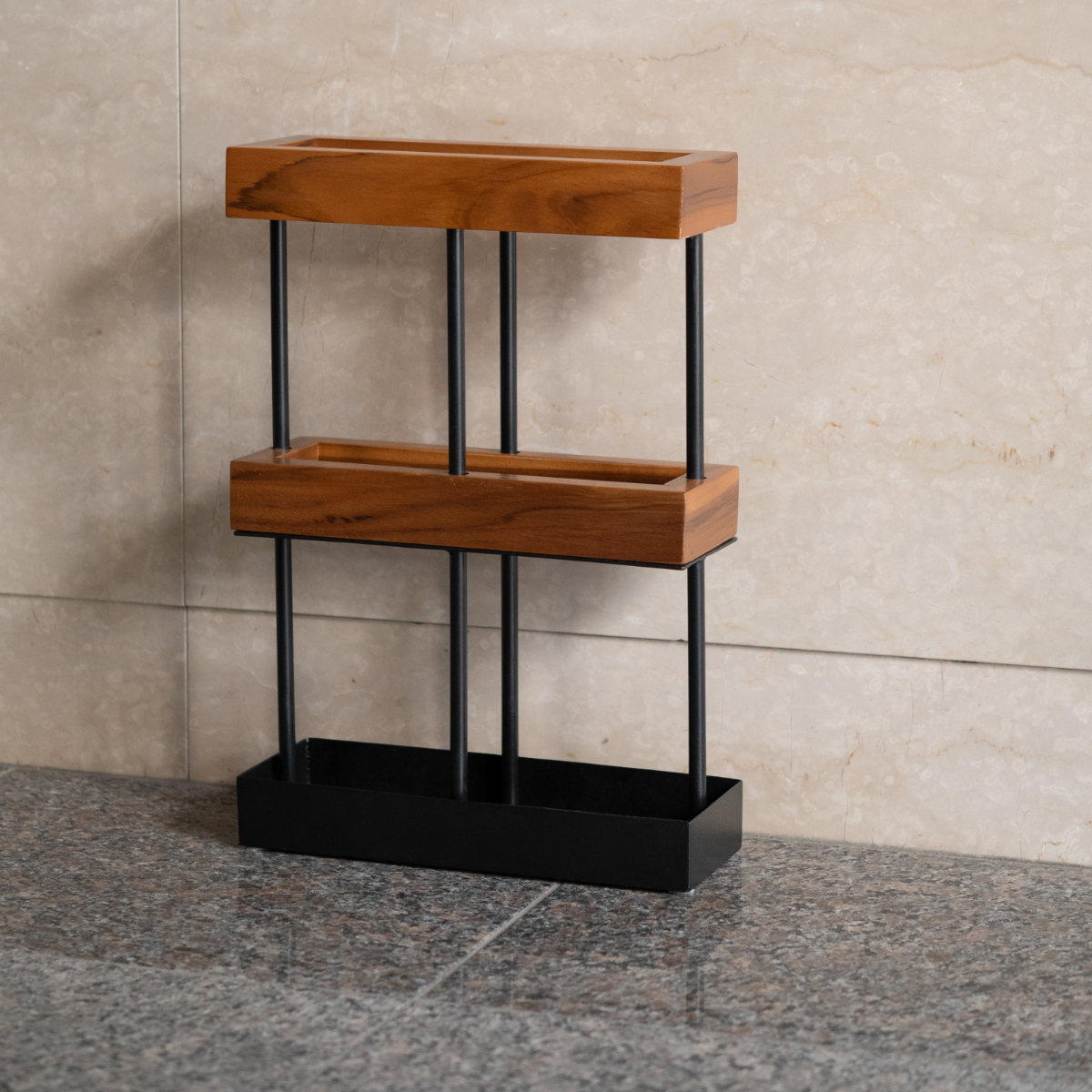 傘立て 四角 木製 スチール ( 傘たて スリム 玄関収納 省スペース 天然木 ブラック 木 ウッド 角型 コンパクト 北欧 おしゃれ )