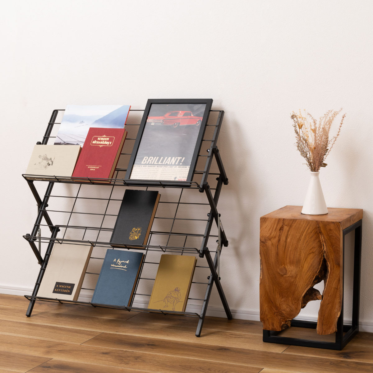 シューズラック フォールディングシューズラック スチール ( 玄関 靴 収納 下駄箱 折りたたみ ラック 見せる収納 スリッパラック コンパクト コレクションラック たためる ブラック ホワイト ) 【ホワイト】 ホワイト